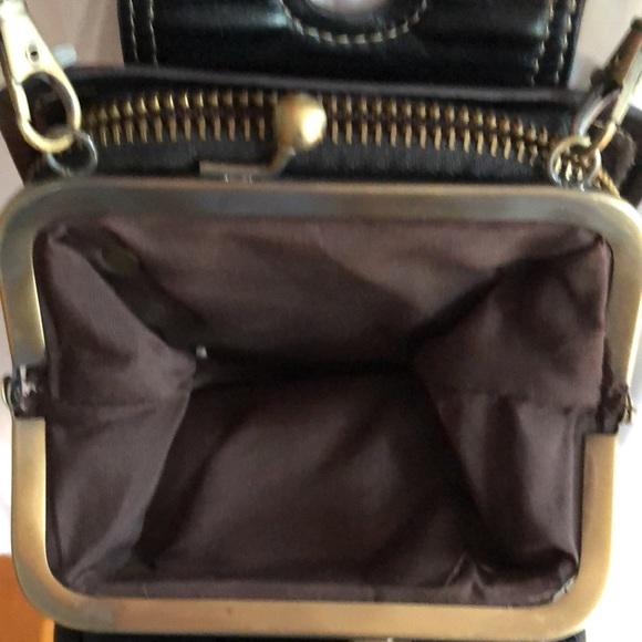 Crossbody Large Wallet Bag Black Adjustable/Removable Straps Travel Bag Passport - Picture 5 of 8